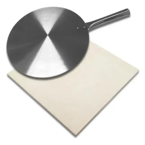Pedra refratária para pizza 35 x 35 com pá alumínio redonda